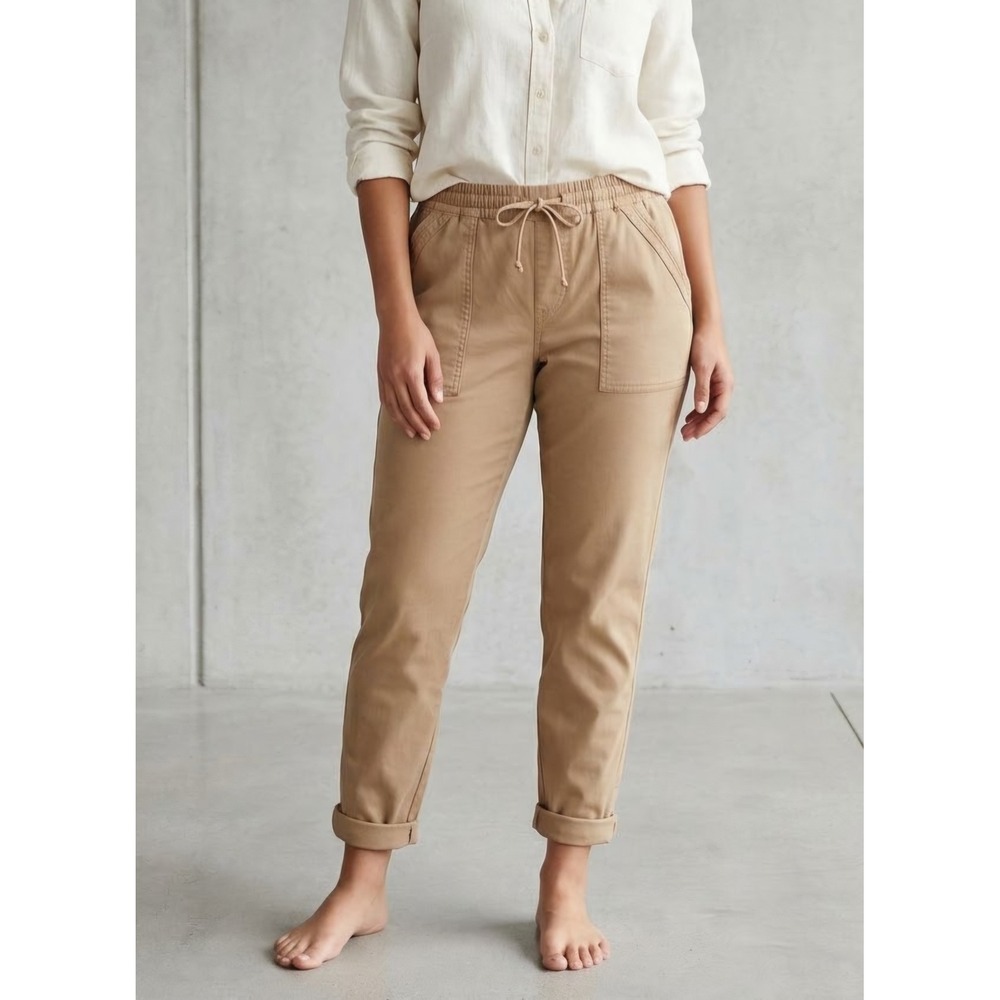 Maurices Utility Drawstring Elastic Waist Tapered Jogger Pant Tan 18W
